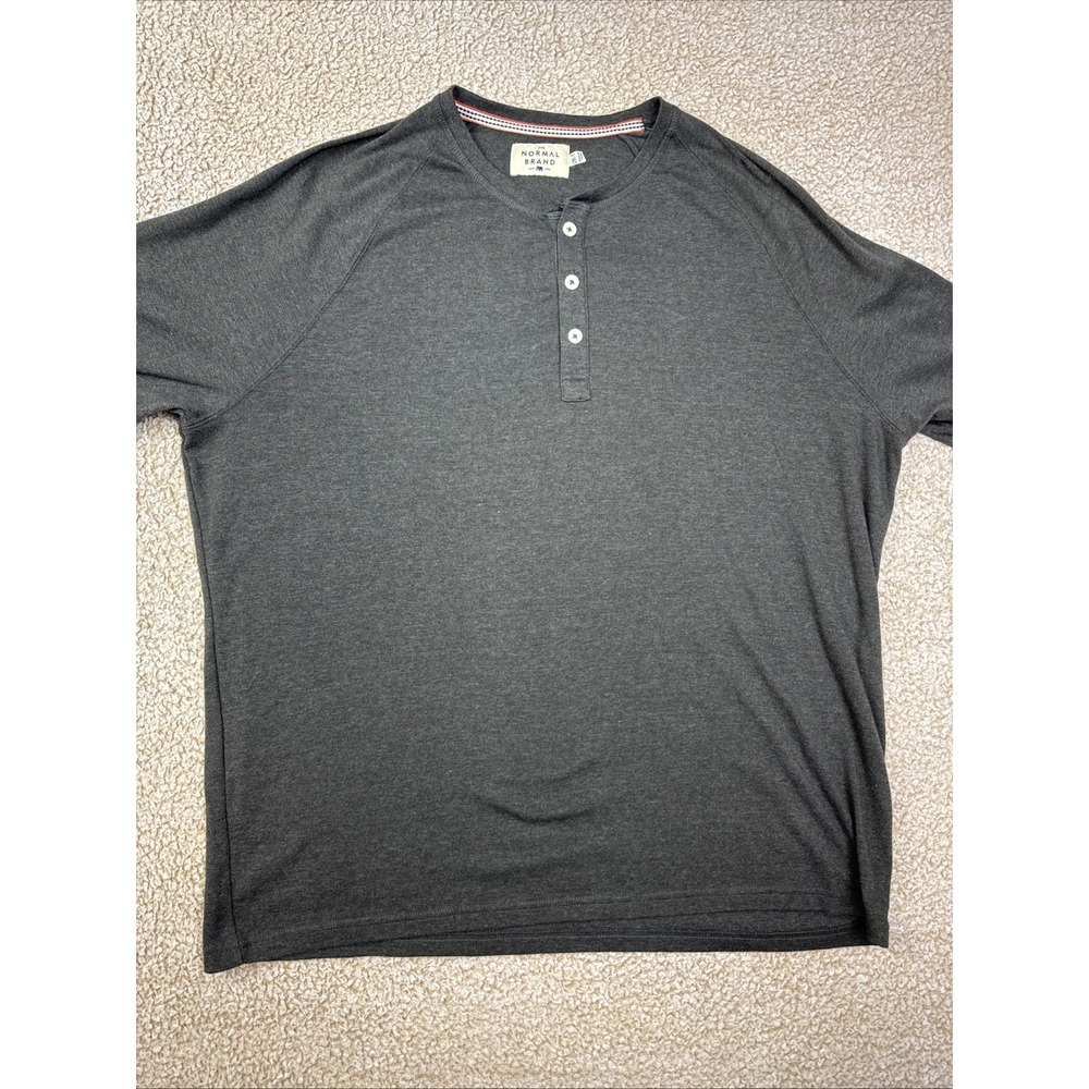 The Normal Brand Sweater Mens 2XL-T Gray Pullover 1/4 Button L/S  Casual